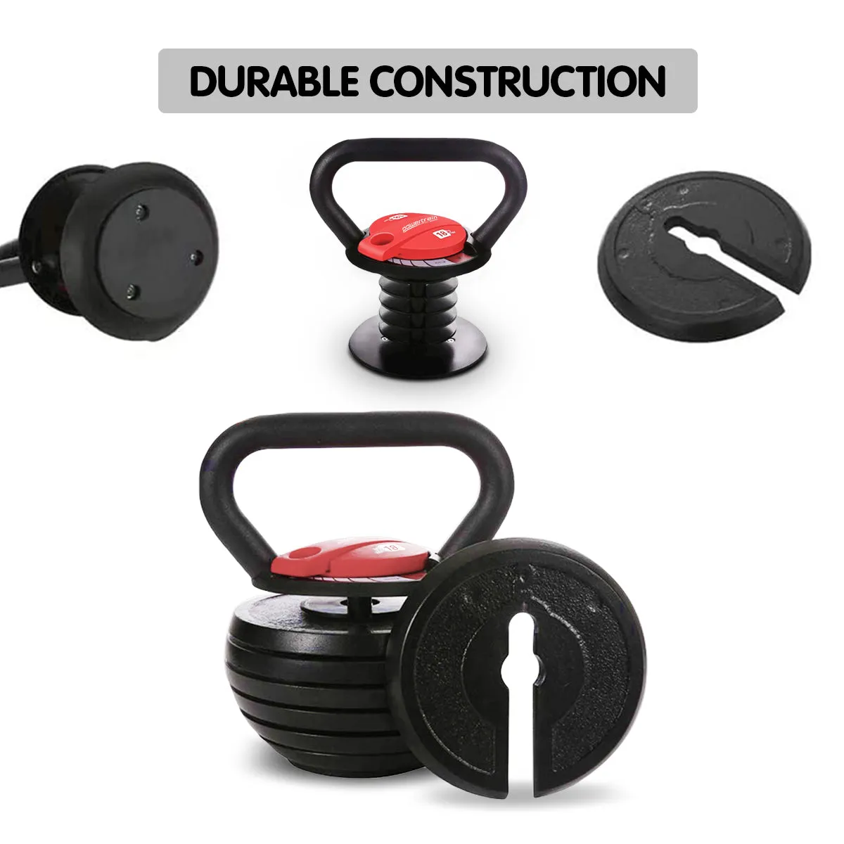 2x Adjustable Kettlebells Weights Dumbbell (18kg) by Powertrain