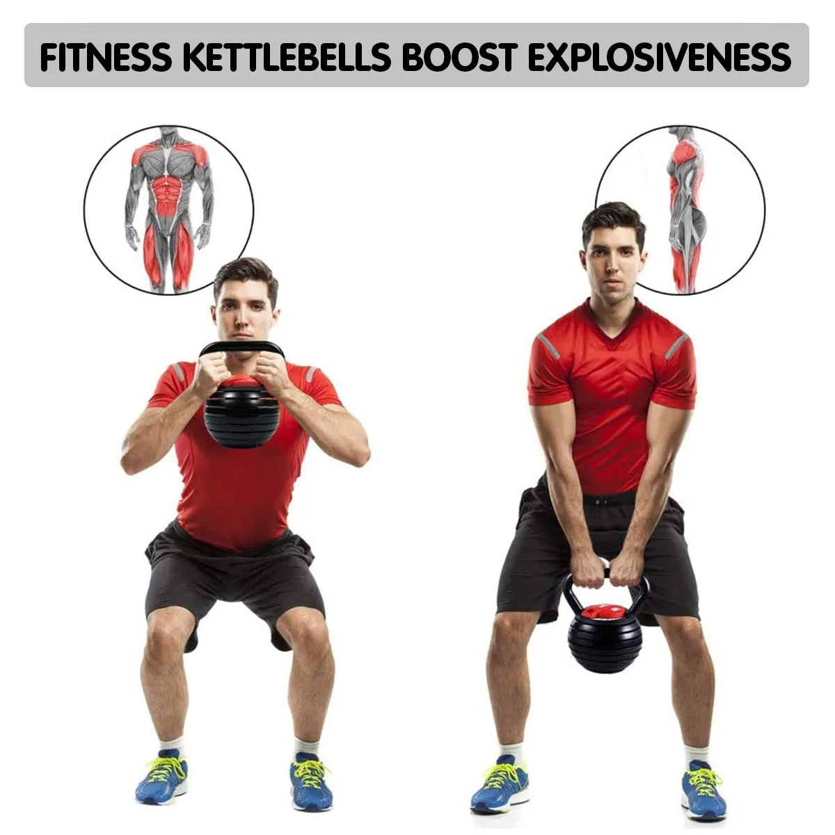 2x Adjustable Kettlebells Weights Dumbbell (18kg) by Powertrain