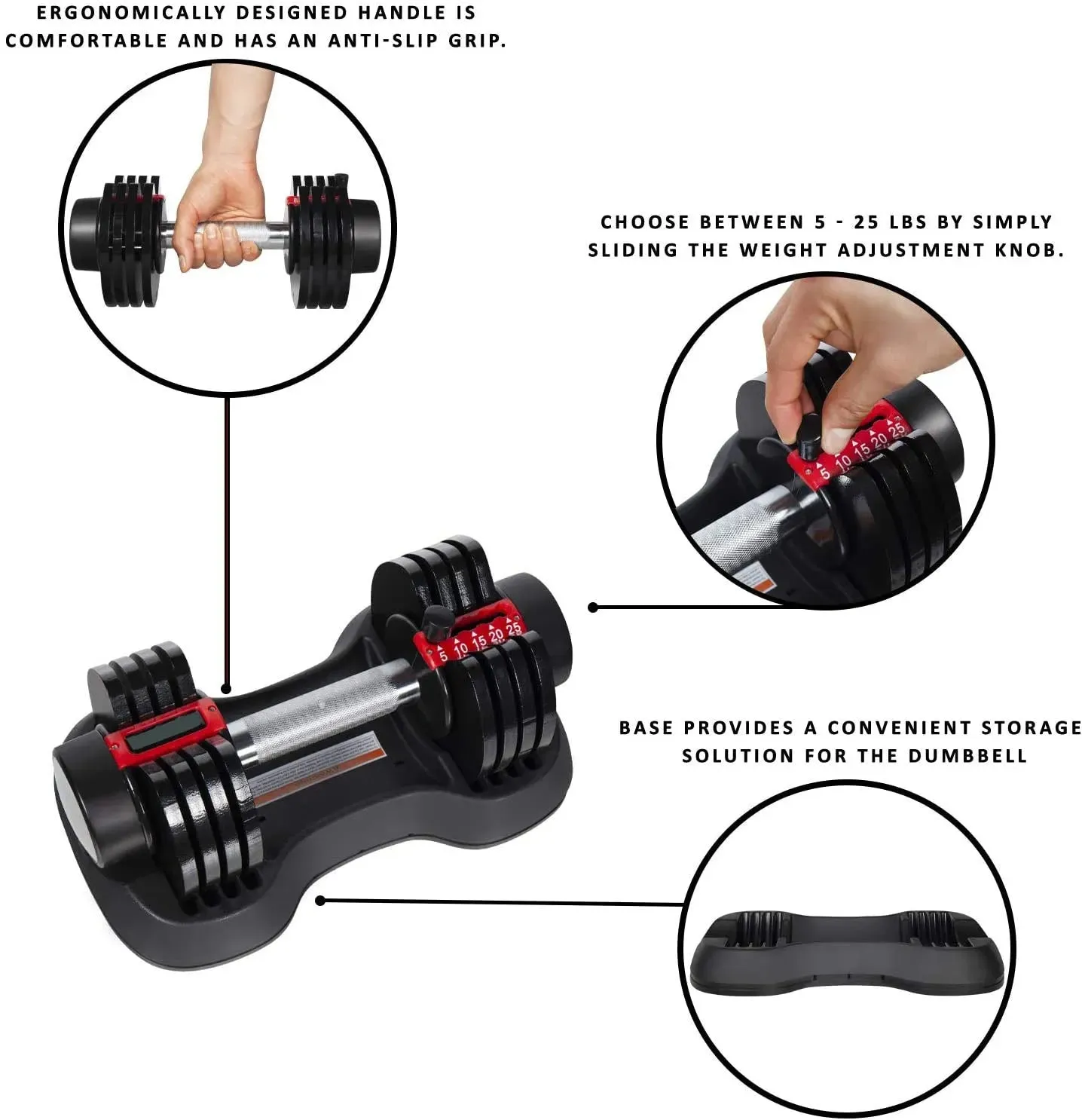 Adjustable Dumbbells 25 lbs for Home Gym Workout