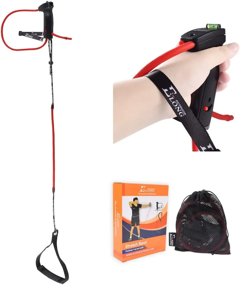 Archery Bow Trainer Draw Training Aid Device Strength Stretch Band Exerciser for Recurve Bow Compound Shooting Youth Adults Beginner Portable Bow Riser Handle