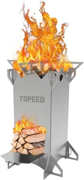 Backpacking Camping Rocket Stove,Portable Stainless Steel Wood Burning Camping Stoves for Outdoor Cooking Hiking Survival Travel Picnic BBQ