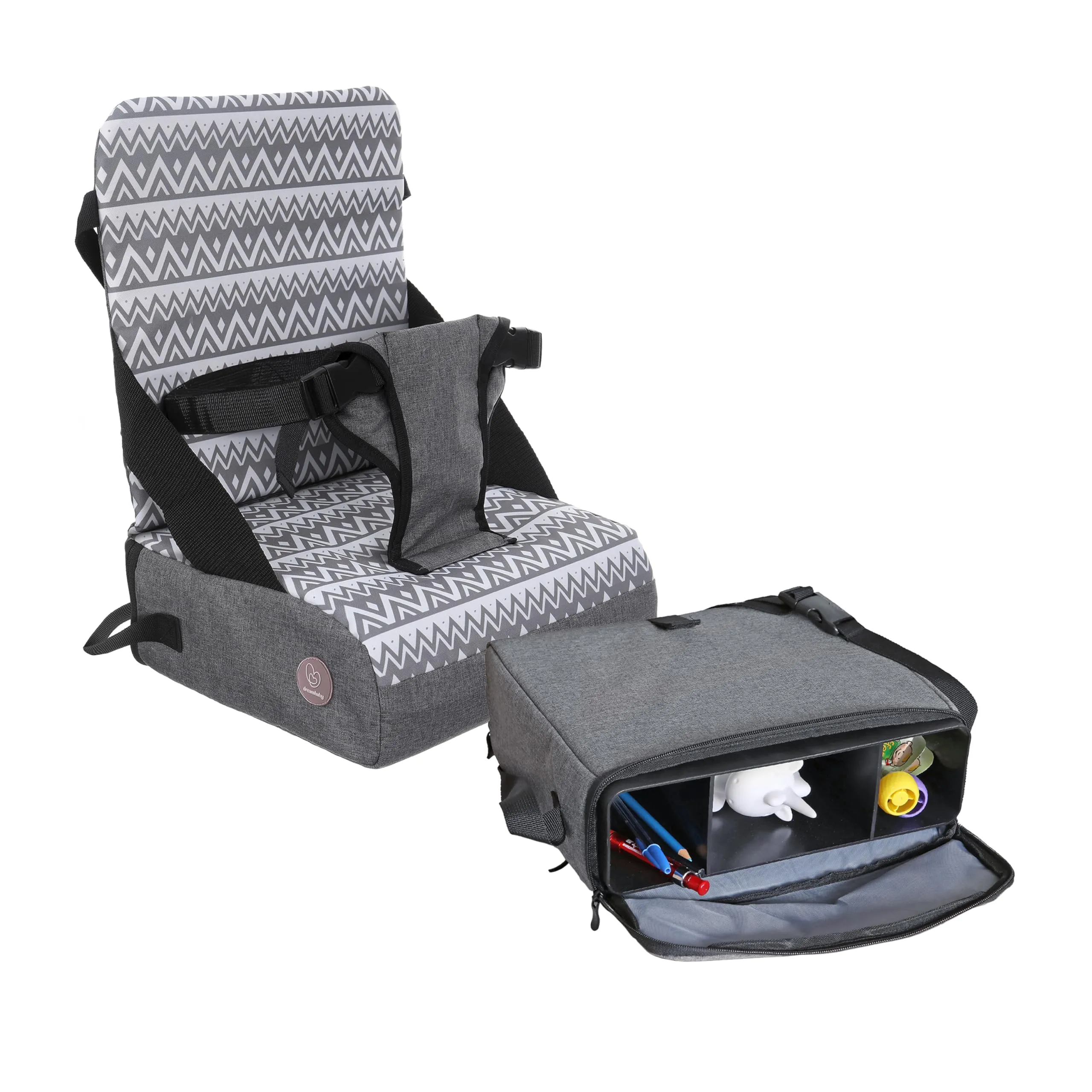 Dreambaby Grab 'n Go Booster Seat with Adjustable Securing Straps - Toddler Booster Seat for Eating - Compact, Lightweight & Portable - Fits Most Dining Chairs