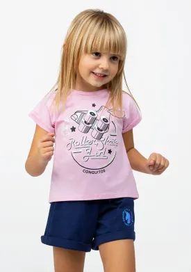 Girl's Navy Unicorn Plush Plain Running Shorts