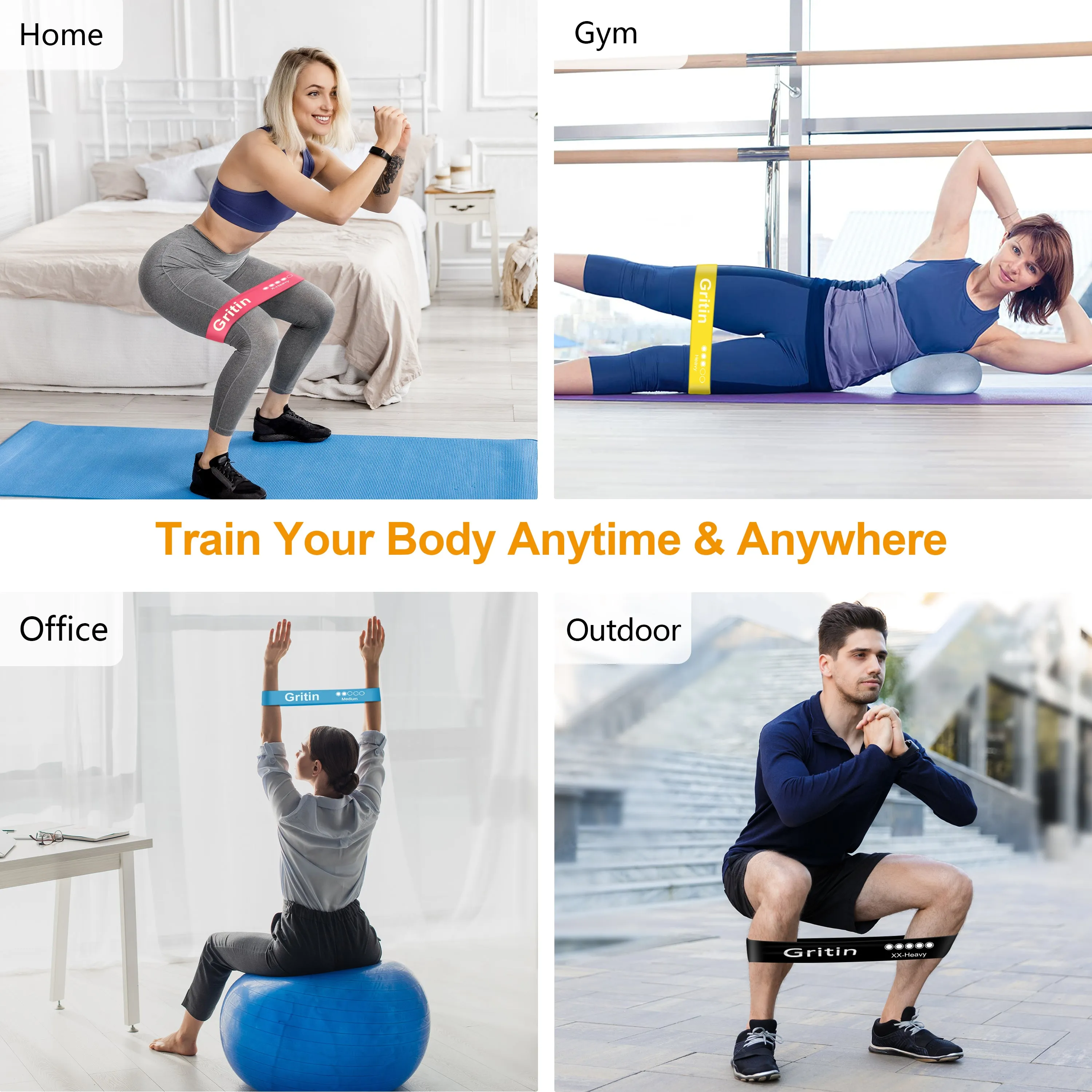 Gritin Resistance Bands, Exercise Bands Loop Bands