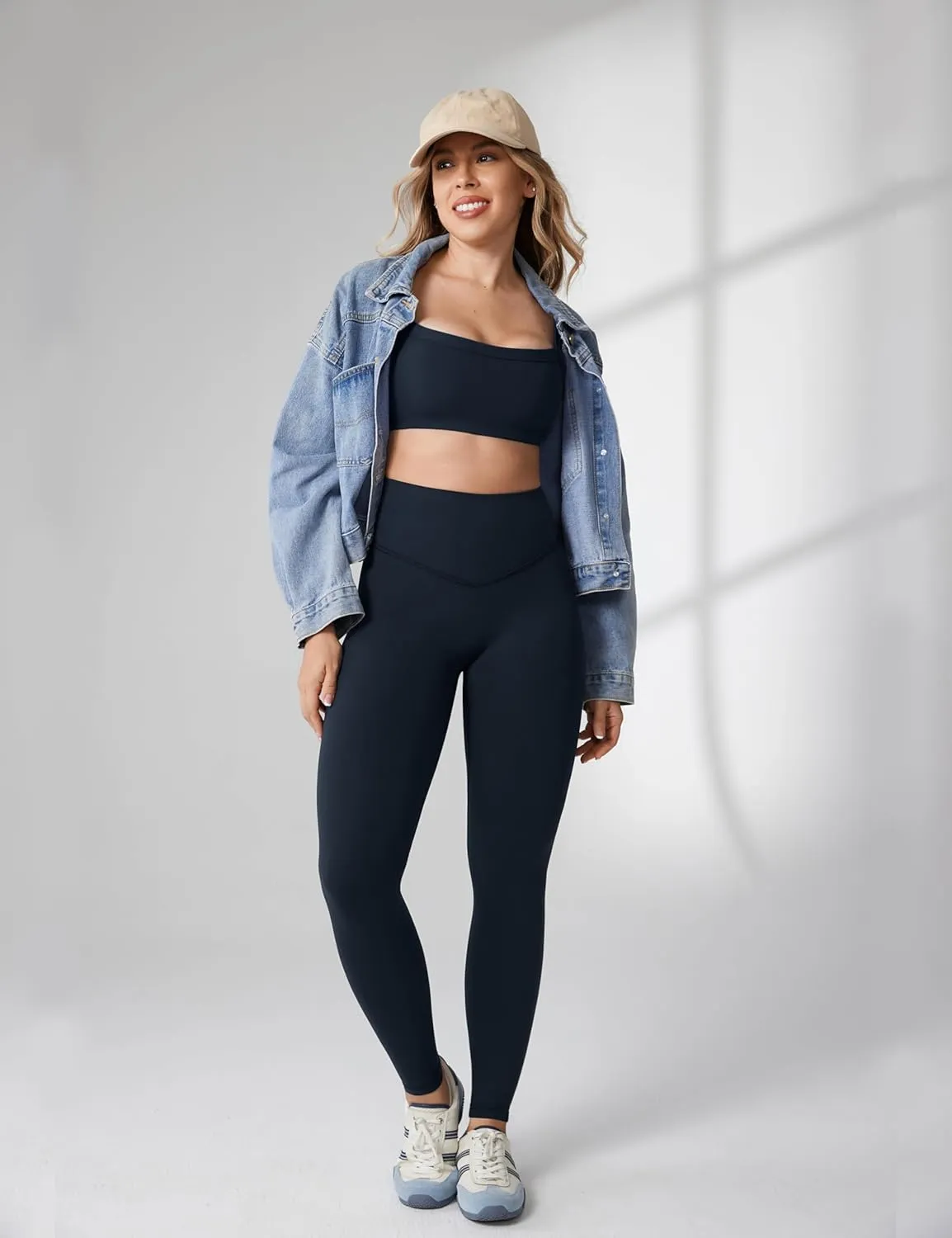 Hugcurve No Front Seam Full Length High Waisted Workout Leggings for Women Buttery Yoga Pants Athletic Tights - 28''