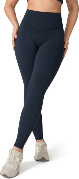 Hugcurve No Front Seam Full Length High Waisted Workout Leggings for Women Buttery Yoga Pants Athletic Tights - 28''