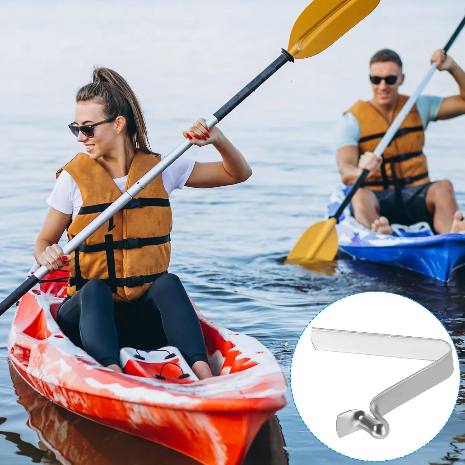 PATIKIL 5x3mm Kayak Paddle Snaps, 16 Pack Tent Pole Clips Steel V Shaped Single Pin Push Button Spring Clips Lock Tube Pole Clips for Camping Awning