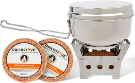 Portable Stove Kit with Camping Pot & 2 Fire Starters, Lightweight Stainless Steel Wood Burning Stove for Emergency Preparedness, Survival Supplies, Camping Gear & Outdoor Cooking