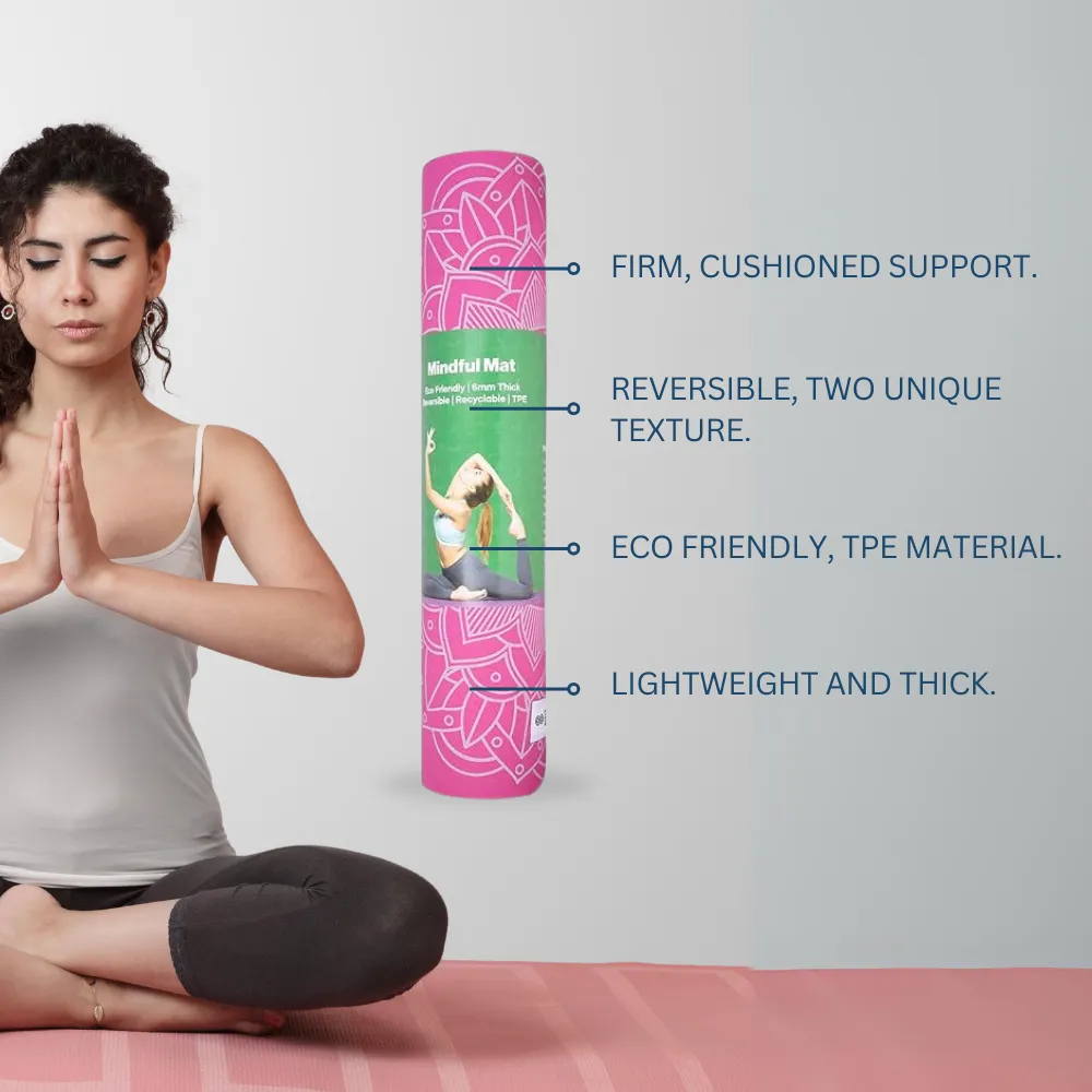 Premium 6mm Print Reversible Yoga Mat- Chakra Blush