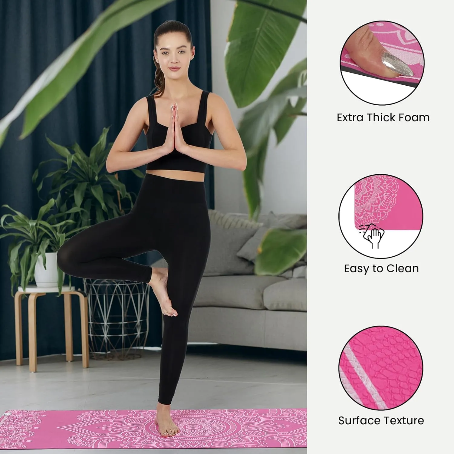 Premium 6mm Print Reversible Yoga Mat- Chakra Blush