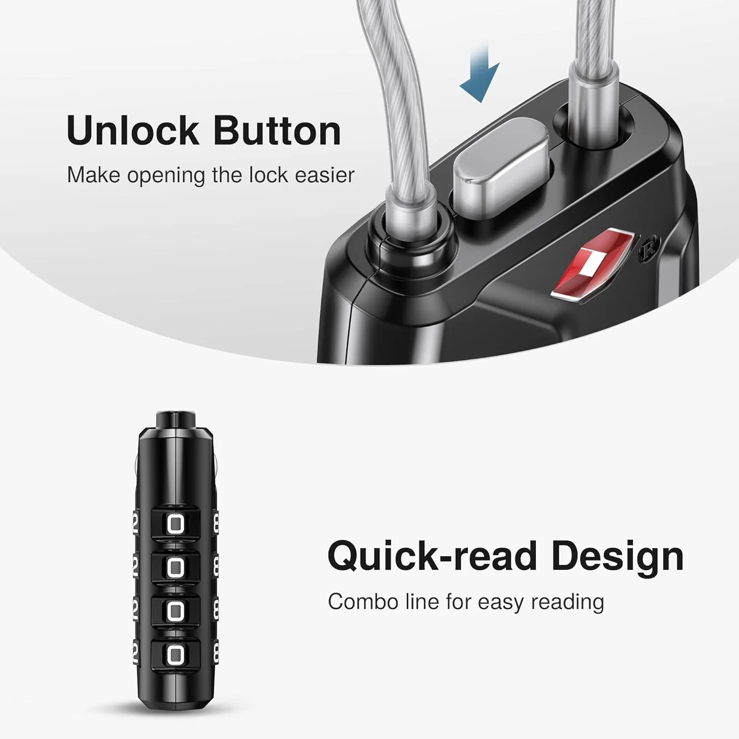 Puroma TSA Approved Luggage Locks, 4 Digit Combination Travel Locks Resettable Code Lock with Zinc Alloy Body for Suitcase, Toolbox, Backpack, Bag, Gym Locker (Black)