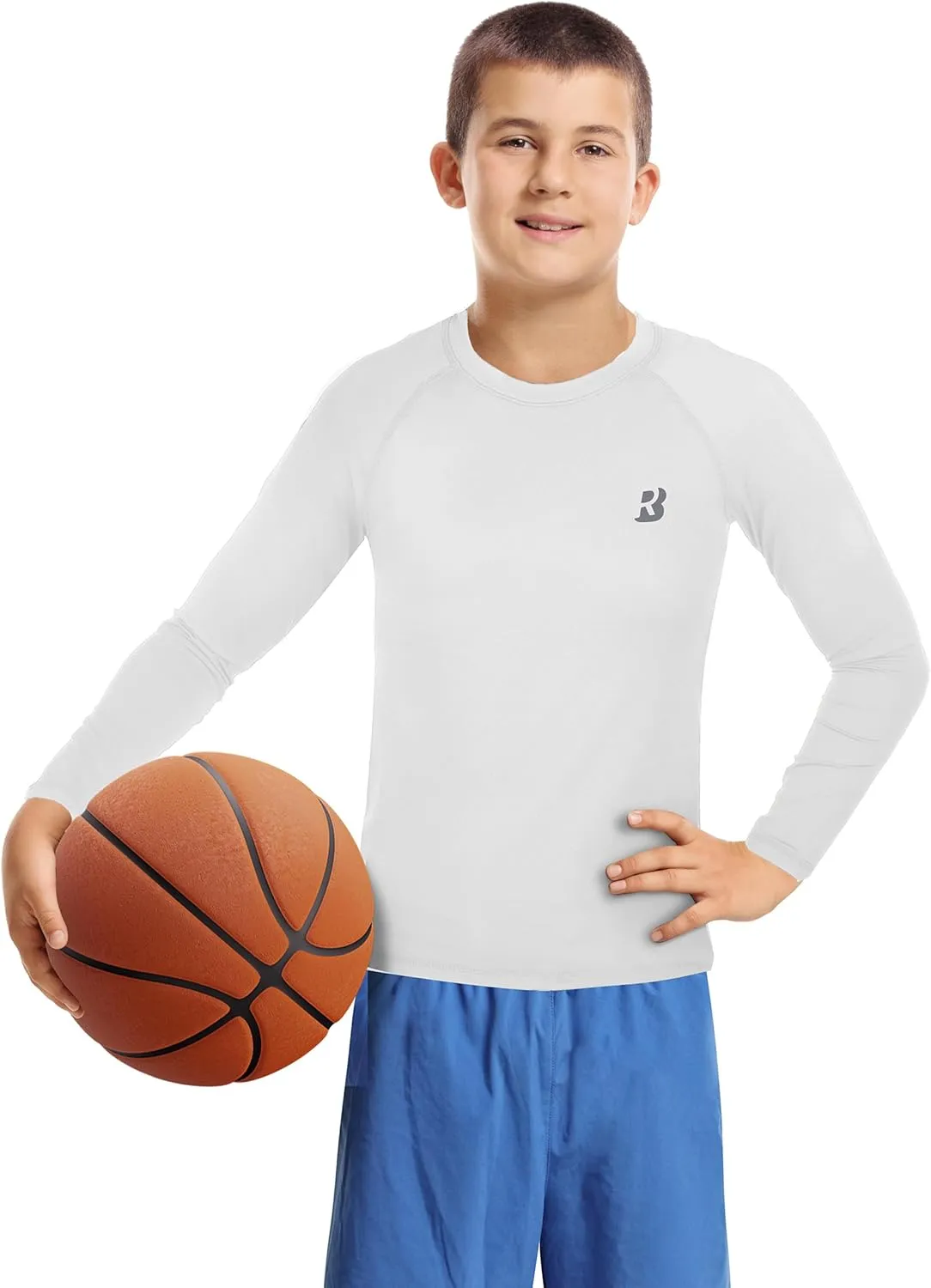 Roadbox Boys Youth Compression Shirts - Long Sleeve Athletic Undershirt Kids Quick Dry Base Layers for Baseball Soccer
