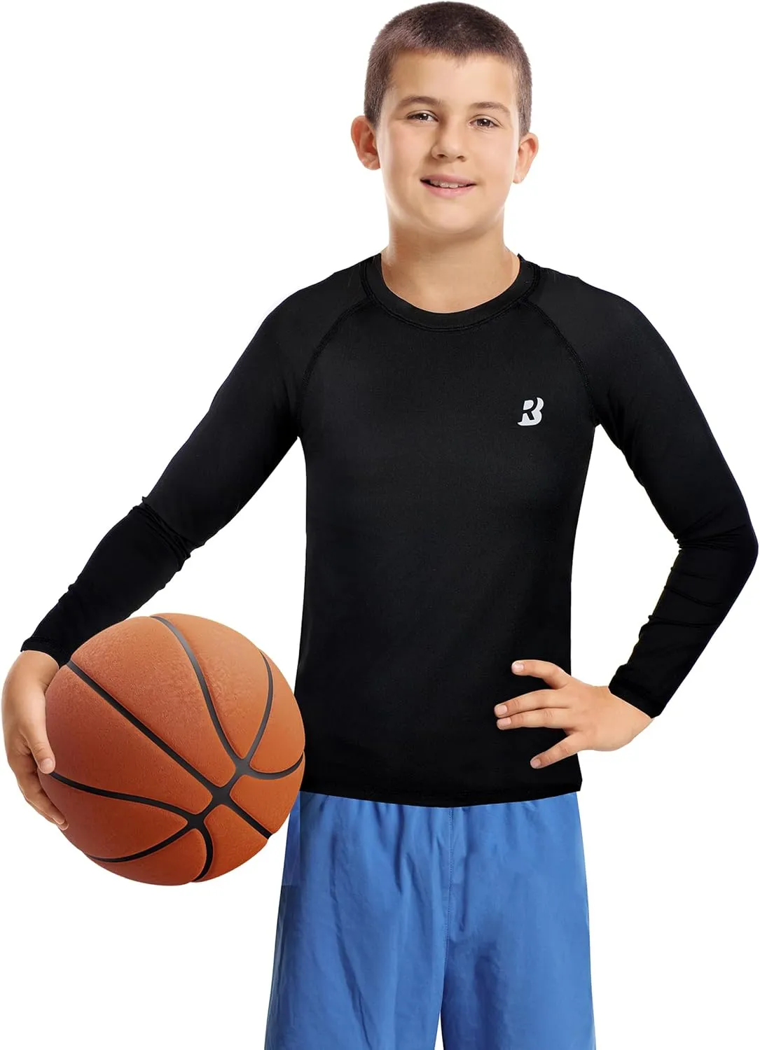 Roadbox Boys Youth Compression Shirts - Long Sleeve Athletic Undershirt Kids Quick Dry Base Layers for Baseball Soccer