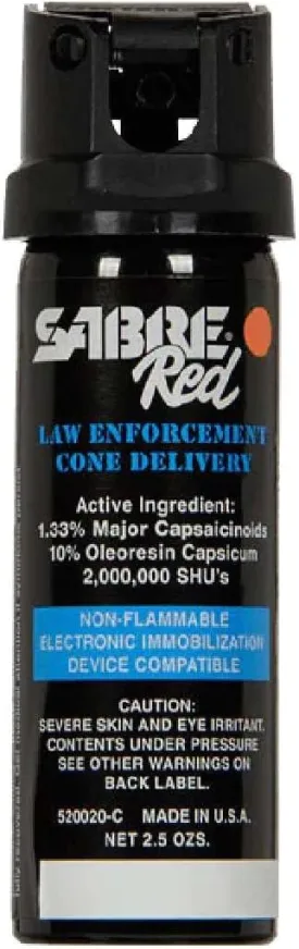 SABRE 520020-C Pepper Spray, 2.5 oz Cone Delivery