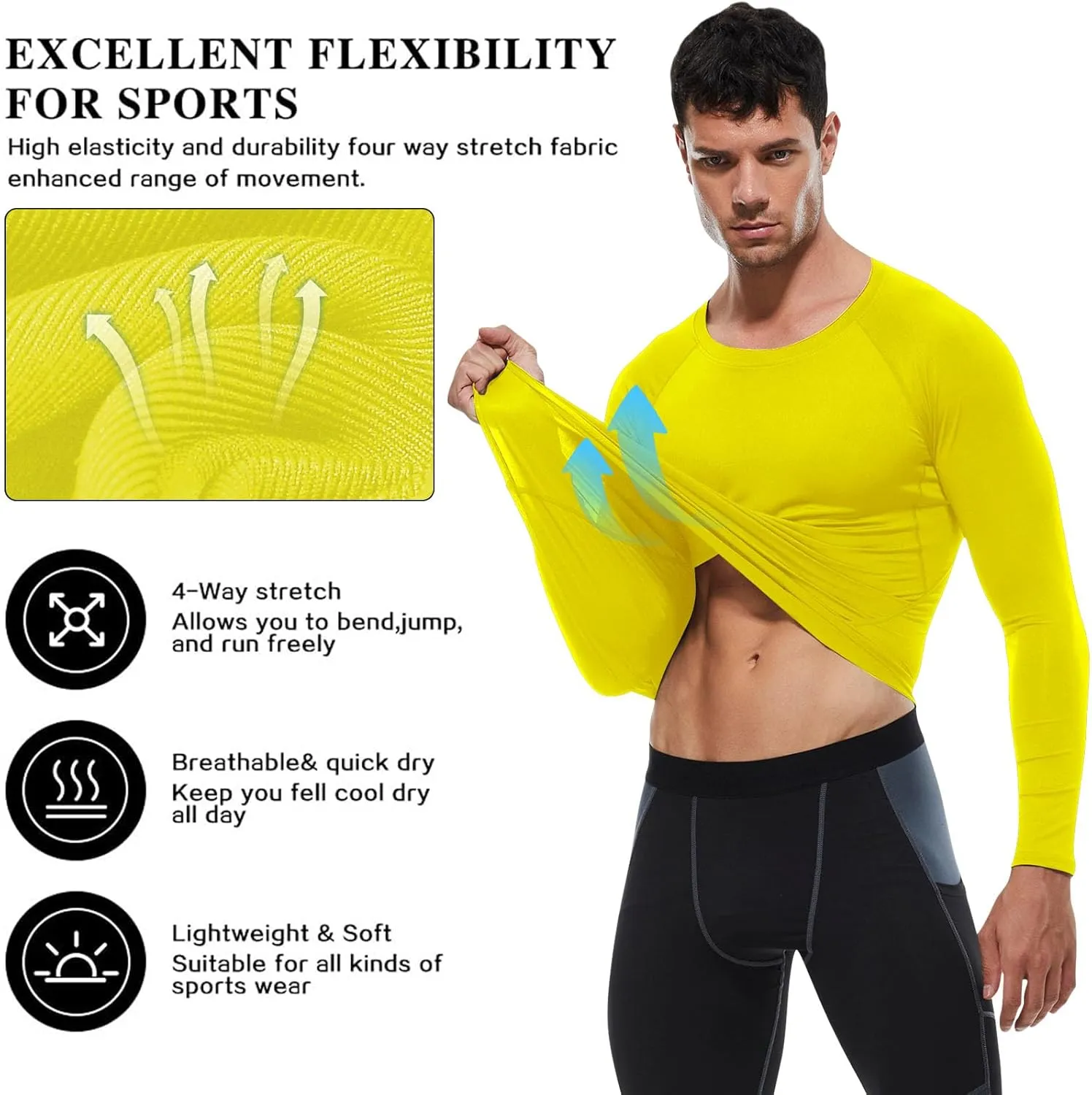 SPVISE 1 or 3 Pack Men's Compression Shirts Long Sleeve Workout Gym T-Shirt Running Top Cool Dry Sports Baselayer Undershirts