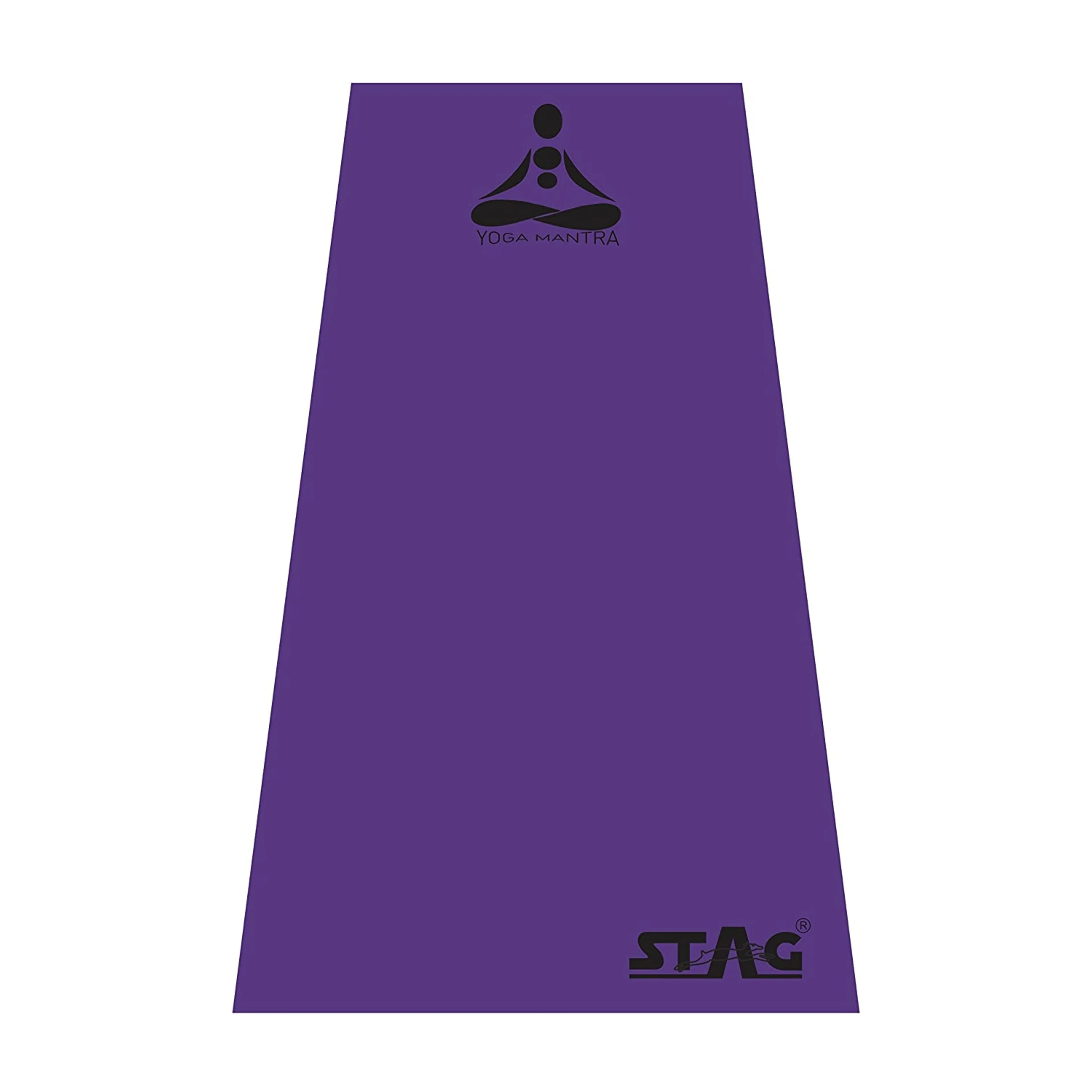 Stag Yoga Mantra Plain Purple Mat With Bag, 4MM Thickness