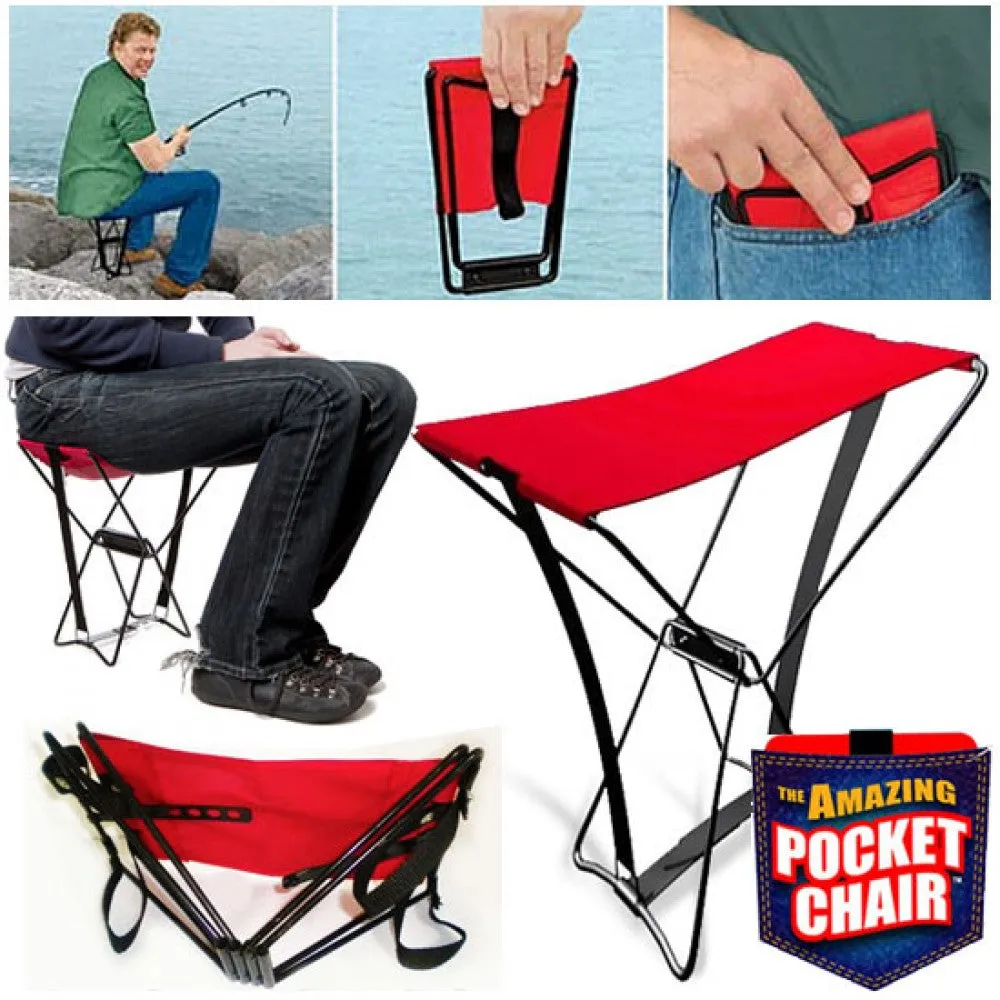 The Amazing Pocket Chair - Red, (New in Box)! Holds up to 250 lbs.