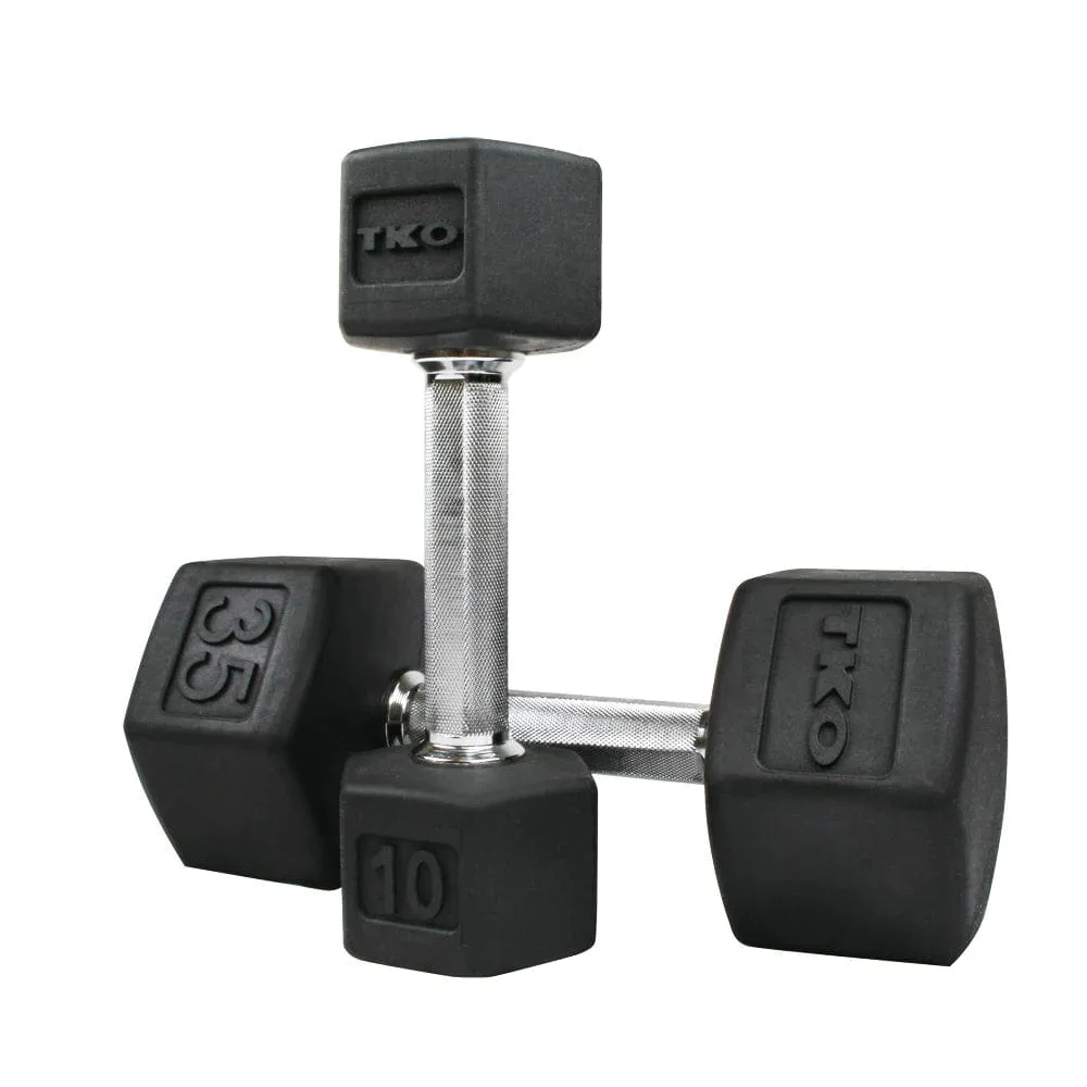 TKO Rubber Hex Dumbbell Set with 3-Tier Horizontal Rack - S890-SXRE15