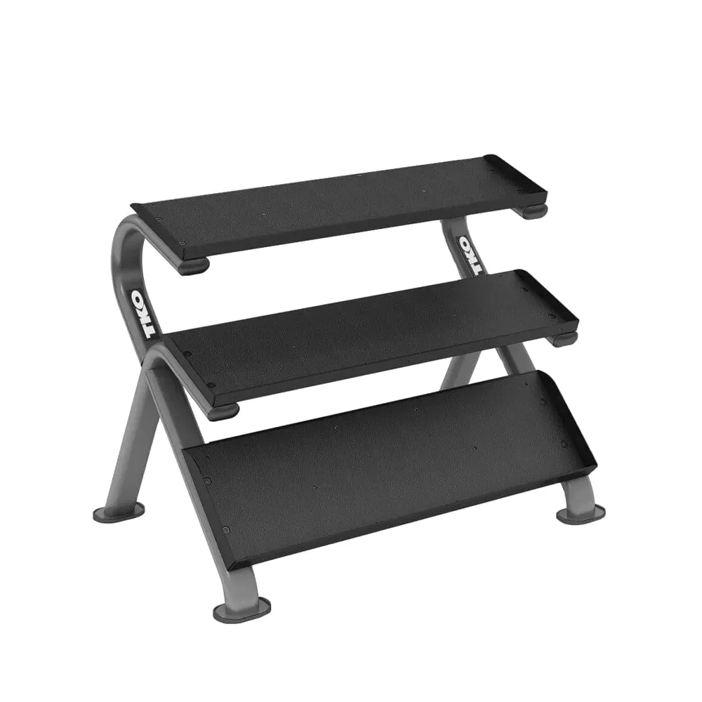 TKO Rubber Hex Dumbbell Set with 3-Tier Horizontal Rack - S890-SXRE15