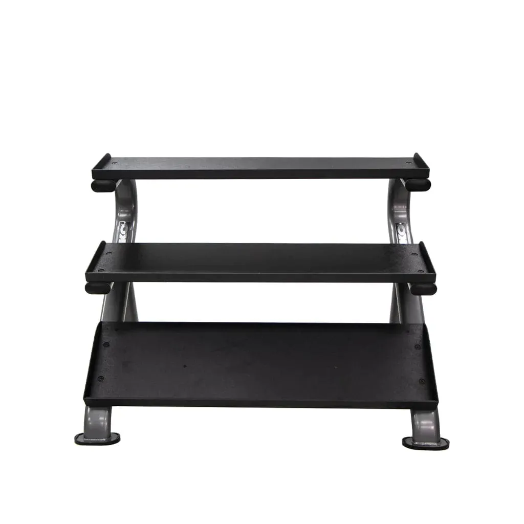 TKO Rubber Hex Dumbbell Set with 3-Tier Horizontal Rack - S890-SXRE15