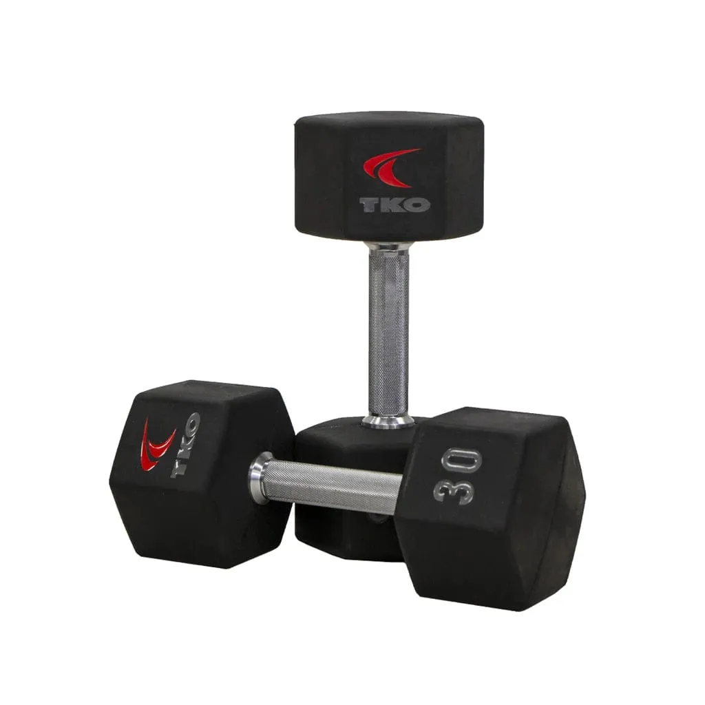 TKO Rubber Hex Dumbbell Set with 3-Tier Horizontal Rack - S890-SXRE15