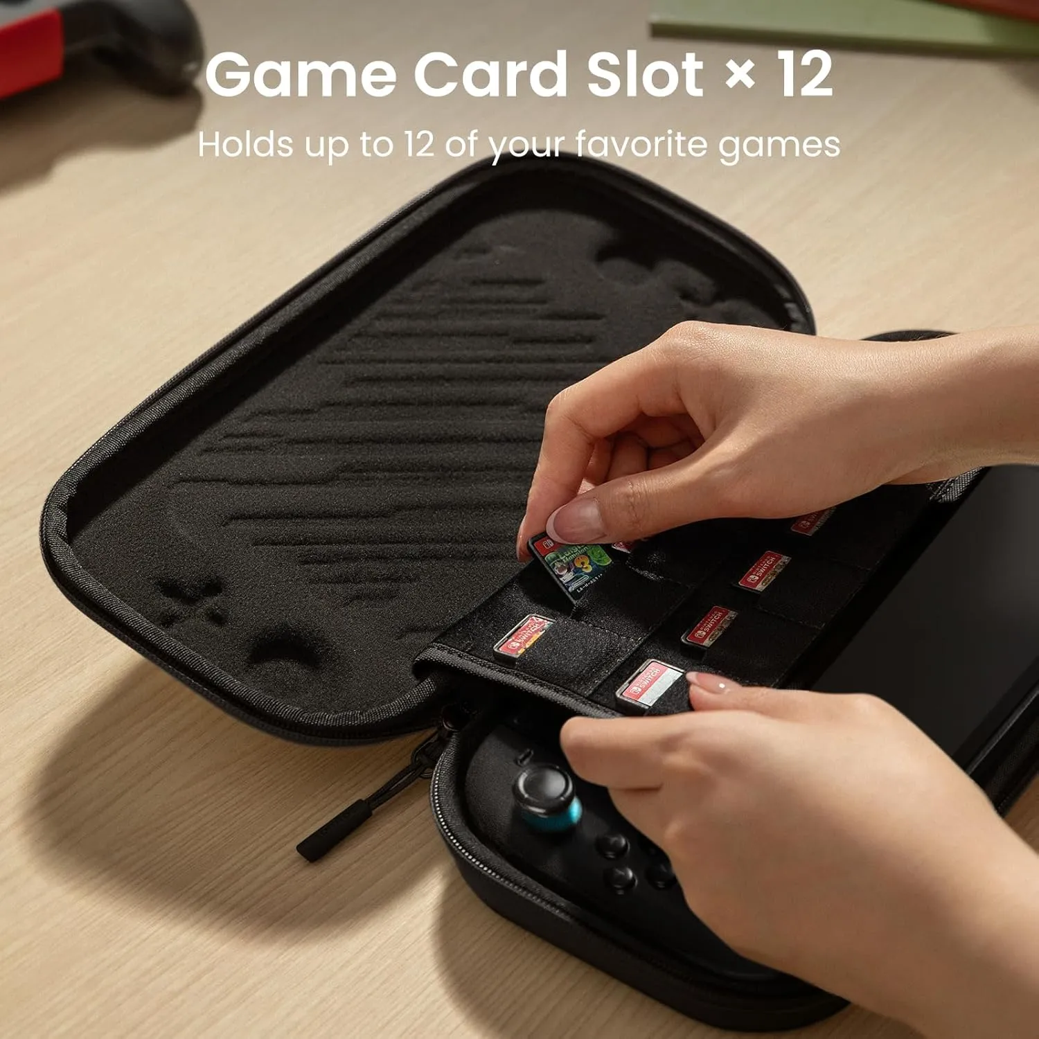 tomtoc Slim Carrying Case for Nintendo Switch 2 Model 2025, Protective Hard Shell with 12 Game Card Slots, Portable Travel Storage Case, with Original Patent and All-round Protection