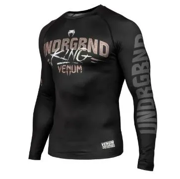 VENUM-03848-129 UNDERGROUND KING MMA Muay Thai Boxing Rashguard Compression T-shirt - LONG SLEEVES XS-XXL Black Sand